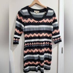 Pink Rose Black and Pink Patterned Sweater